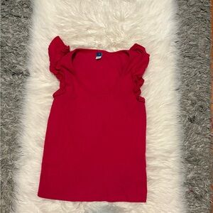 Hot Pink Flutter Sleeve Top